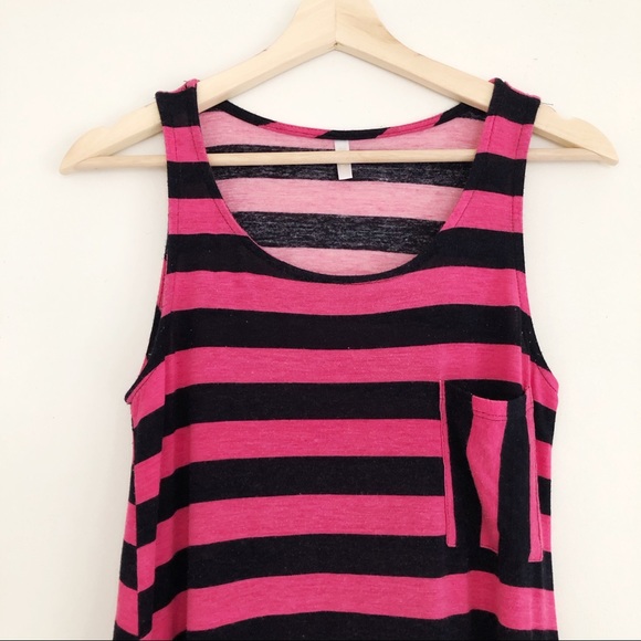 PINKBLUSH sz S Pink Black Striped Tank Pocket Dress - Picture 5 of 16